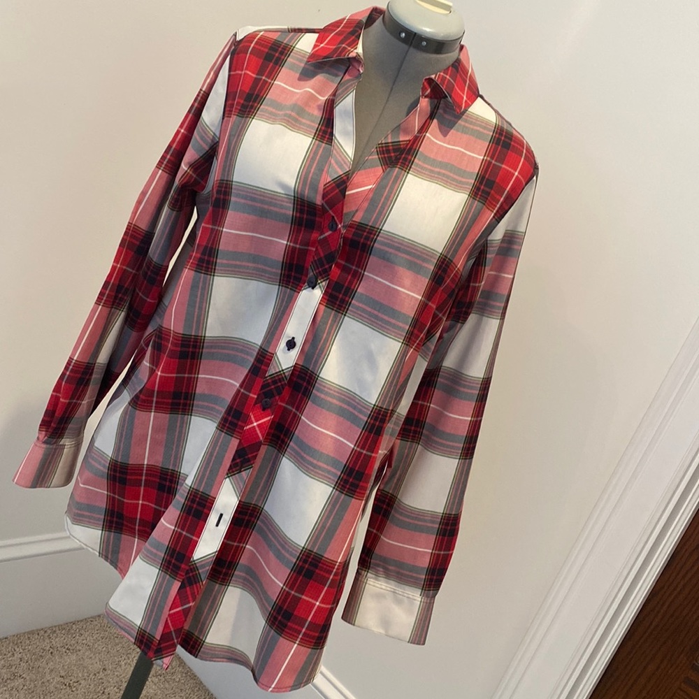 Foxcroft wrinkle free red plaid button down
